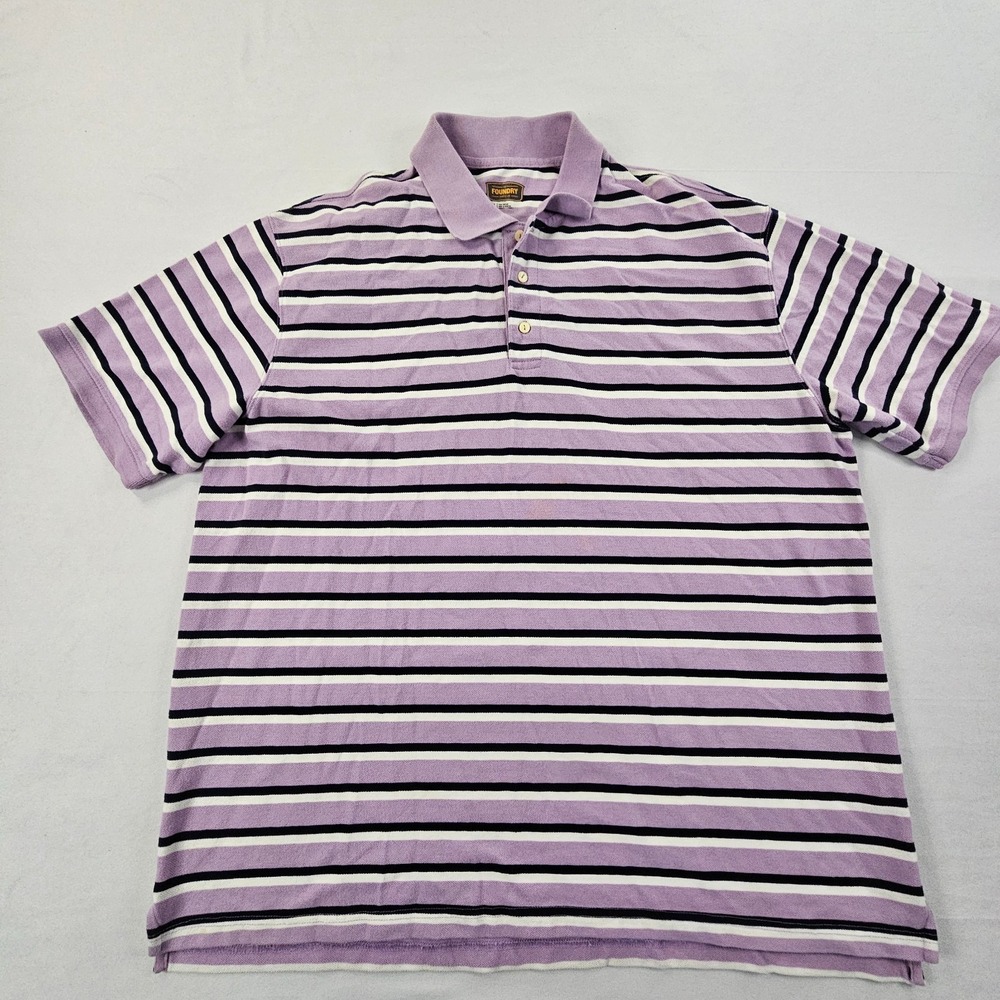 Foundry Supply Pink Striped Short Sleeve Cotton Polo Shirt Men's 2XL
